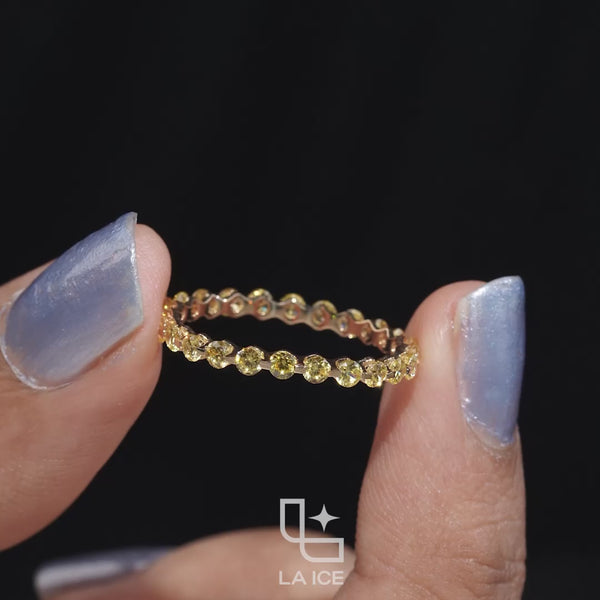 Round Cut Eternity Band Ring, Full Circle Sparkling Stone Wedding Band