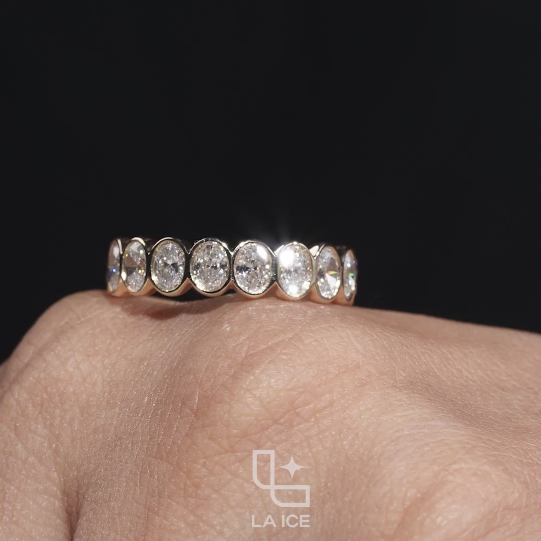 Oval Bezel Set Eternity Band Ring with Continuous Oval Stones