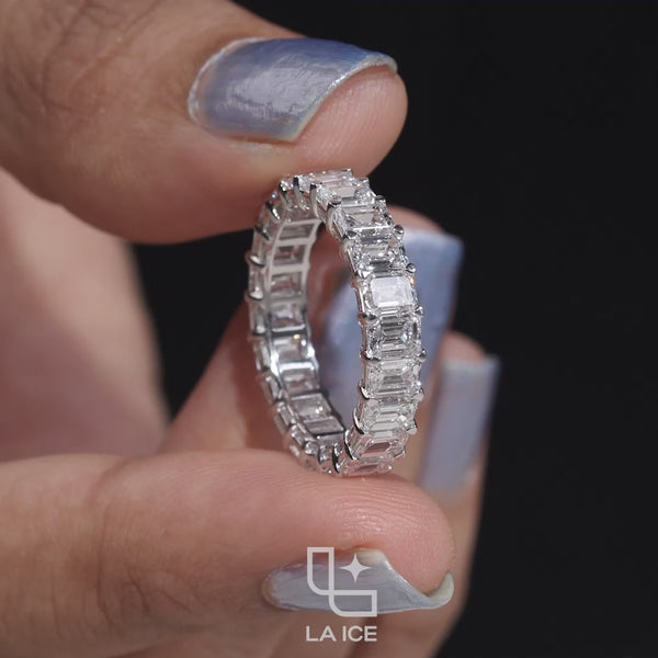 Baguette Cut Eternity Band Ring, Classic Full Circle Statement Ring
